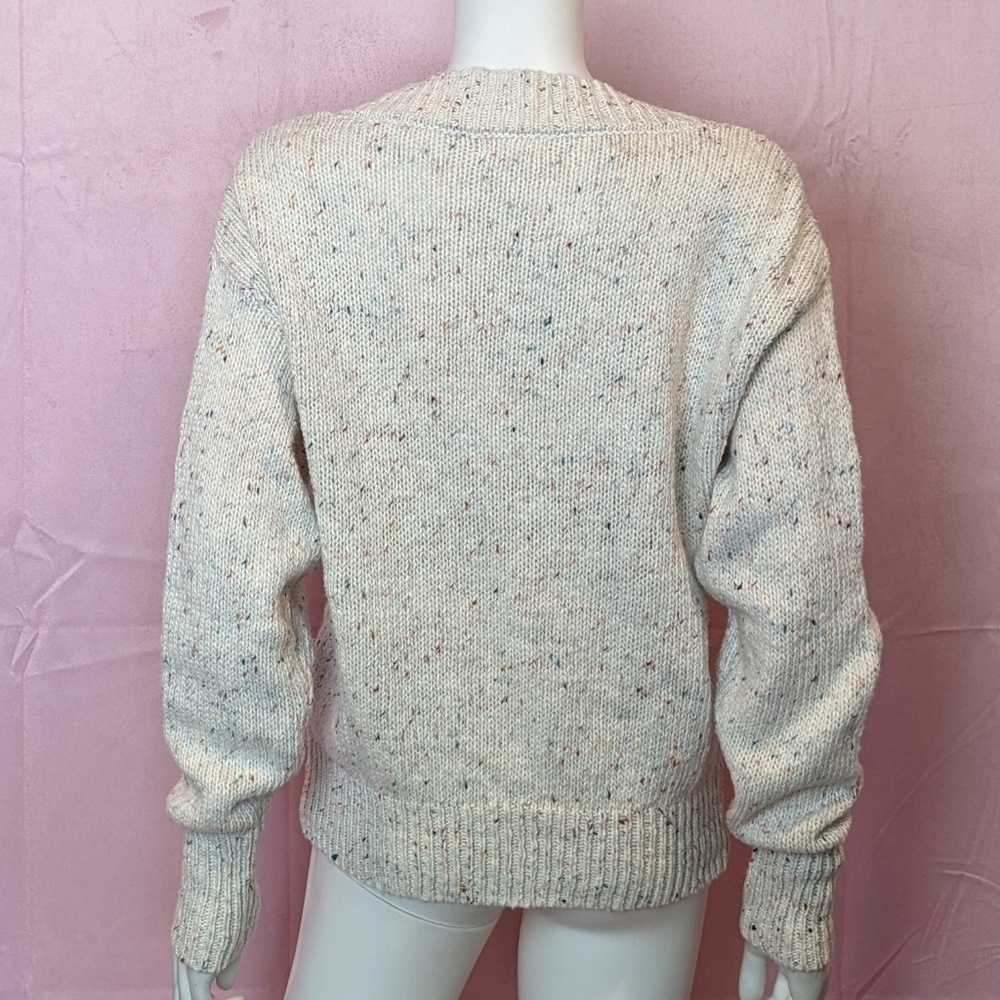 Abound Cream Confetti Speckled Knit V Neck Sweater size XS - Picture 4 of 7